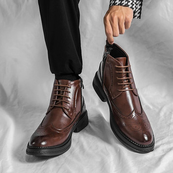 Ανδρικές μπότες Chelsea Άνετες μπότες σχεδιαστών Brogue για άντρες Πολυτελής μάρκα βρετανικού στυλ Ανδρικές μπότες Μοκασίνια Επίσημα παπούτσια φορέματος