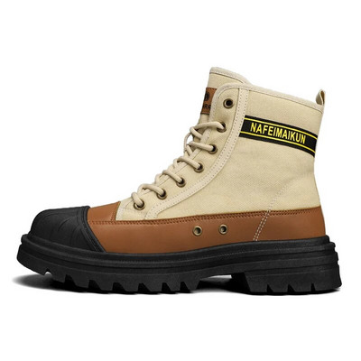 Pehmed kõrge lõikega Martini saapad, varbaosaga kokkupõrkevastased tööriided, suured vedurisaapad, suured kollased saapad, matkajalatsid