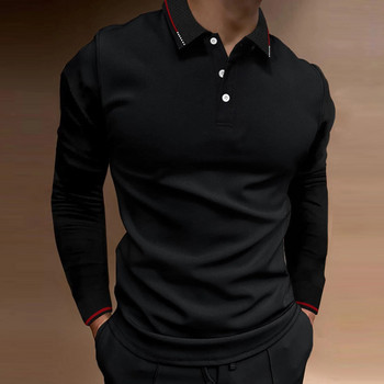 Πόλο μπλουζάκι Ανδρικά ρούχα Φθινοπωρινό casual μονόχρωμο Τοπ Y2k Sports Fitness Leisure Long Stanking Man μακρυμάνικο μπλούζα 2023 Νέο