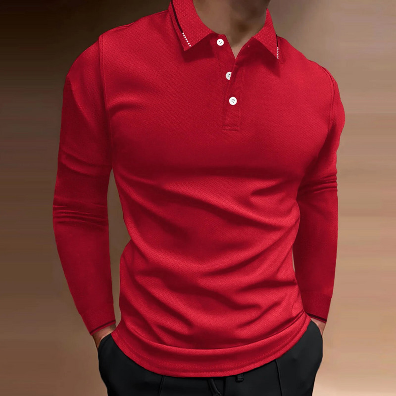 Polo krekls Vīriešu Apģērbs Rudens Ikdienišķs Vienkrāsains Tops Y2k Sports Fitness Atpūta Stāv Apkakle ar Garām Piedurknēm Blūze Vīrietis 2023 Jaunums