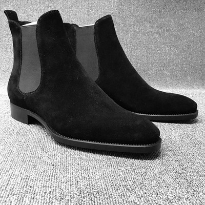 Мъжки ботуши Chelsea Черни кафяви кадифени обувки с високи глезени Мъжки обувки за ходене Устойчиви на износване ботуши Chelsea Botas de Hombre
