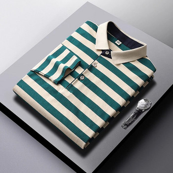 Ανδρικό μακρυμάνικο μπλουζάκι πόλο με άνετο αναπνεύσιμο ύφασμα και μινιμαλιστικό στυλ μόδας