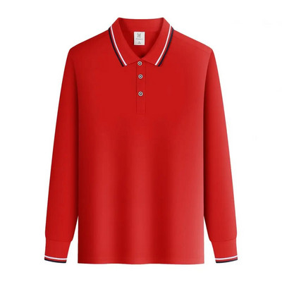 Uus moodne Solid meeste polosärk pikkade varrukatega kevadine vabaaja teesärk Korea stiilis meeste polosärk Trüki LOGO Custom