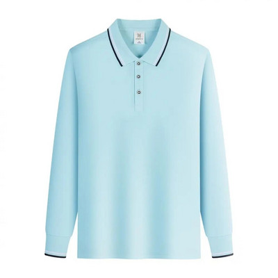 Uus moodne Solid meeste polosärk pikkade varrukatega kevadine vabaaja teesärk Korea stiilis meeste polosärk Trüki LOGO Custom