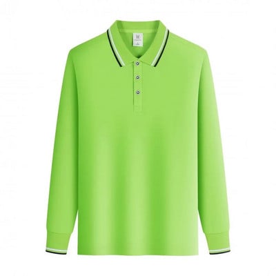 Uus moodne Solid meeste polosärk pikkade varrukatega kevadine vabaaja teesärk Korea stiilis meeste polosärk Trüki LOGO Custom