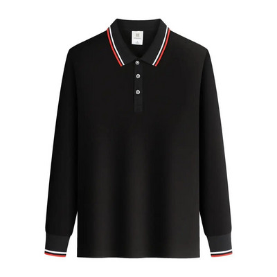 Uus moodne Solid meeste polosärk pikkade varrukatega kevadine vabaaja teesärk Korea stiilis meeste polosärk Trüki LOGO Custom