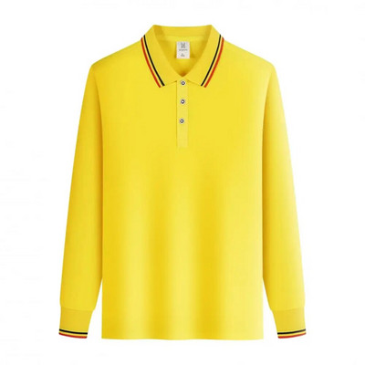 Uus moodne Solid meeste polosärk pikkade varrukatega kevadine vabaaja teesärk Korea stiilis meeste polosärk Trüki LOGO Custom