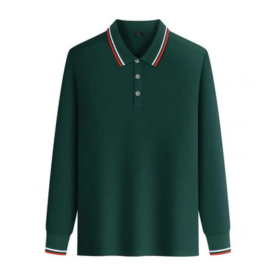 Uus moodne Solid meeste polosärk pikkade varrukatega kevadine vabaaja teesärk Korea stiilis meeste polosärk Trüki LOGO Custom