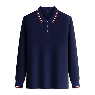 Uus moodne Solid meeste polosärk pikkade varrukatega kevadine vabaaja teesärk Korea stiilis meeste polosärk Trüki LOGO Custom