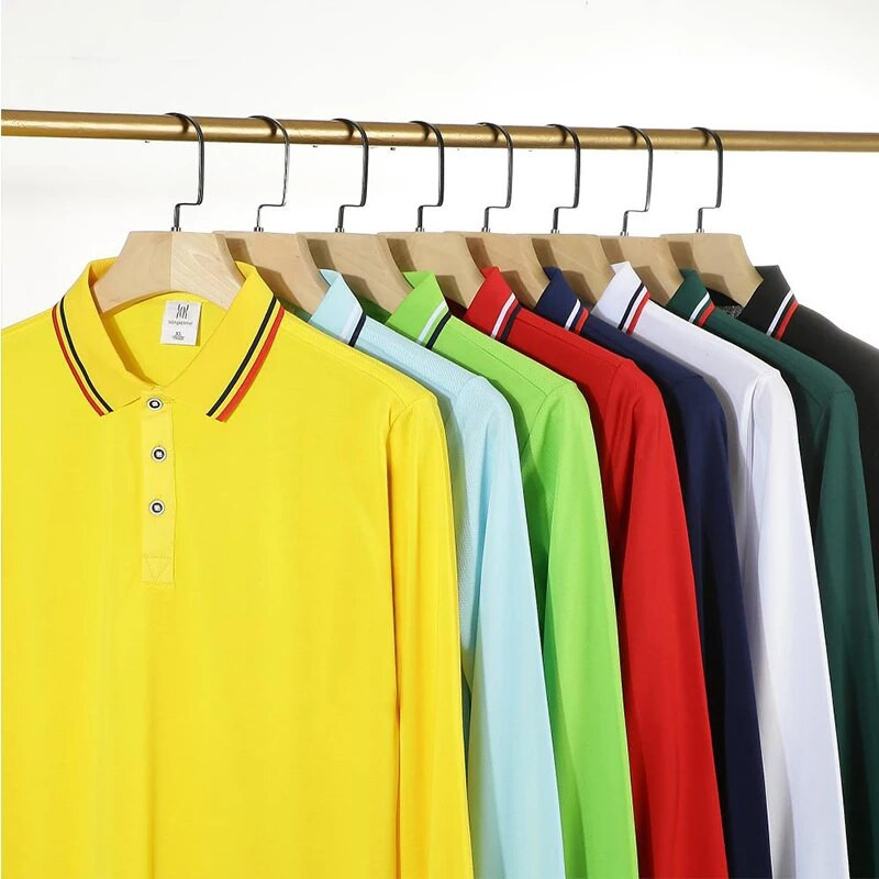 Uus moodne Solid meeste polosärk pikkade varrukatega kevadine vabaaja teesärk Korea stiilis meeste polosärk Trüki LOGO Custom