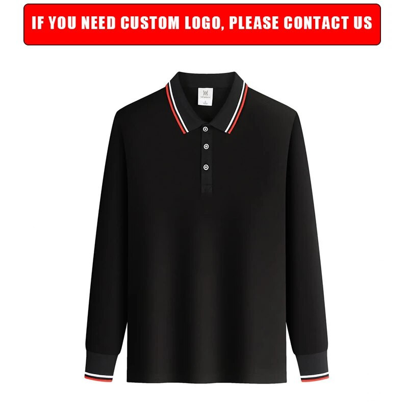 Uus moodne Solid meeste polosärk pikkade varrukatega kevadine vabaaja teesärk Korea stiilis meeste polosärk Trüki LOGO Custom