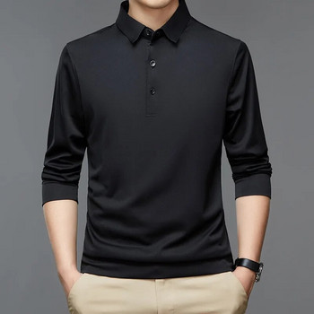 Νέο ανδρικό μπλουζάκι πόλο 2023 Casual επαγγελματικά μονόχρωμα μπλουζάκια πόλο Ανδρικά μακρυμάνικα πόλο Homme Κορεάτικο μπλουζάκι με πέτο