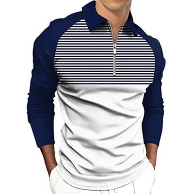 Kevadsuvine meeste vabaaja pikkade varrukatega polosärk