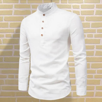 Ανδρικό πουκάμισο φθινοπώρου μονόχρωμο γιακά με μακρύ μανίκι κουμπιά κατά του πυαρίσματος Επαγγελματικό πουλόβερ με λεπτή εφαρμογή Ανοιξιάτικο πουκάμισο για εργασία