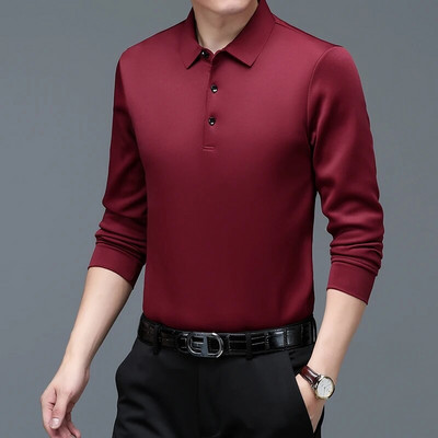 Modna marka Luksuzna polo majica s patentnim zatvaračem Muška polo majica s dugim rukavima na jednobojni rever Muška tanka majica Ležerne široke polo majice