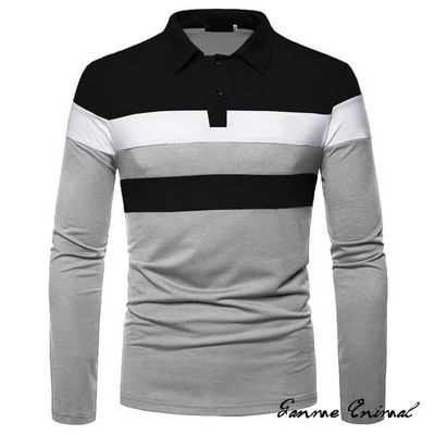 Uus meeste polosärk, pikkade varrukatega, kontrastset värvi T-särk Äririided Four Seasons tänavarõivad vabaaja mood Meeste hingavad topid