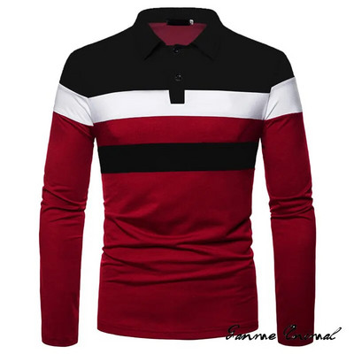 Uus meeste polosärk, pikkade varrukatega, kontrastset värvi T-särk Äririided Four Seasons tänavarõivad vabaaja mood Meeste hingavad topid