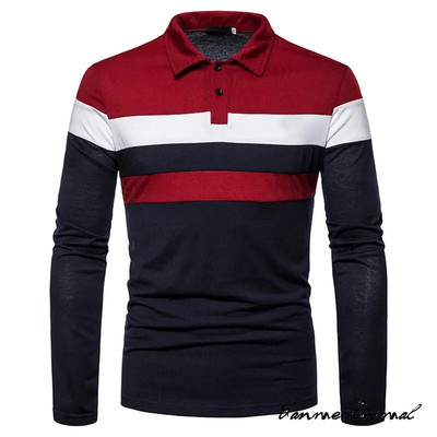 Uus meeste polosärk, pikkade varrukatega, kontrastset värvi T-särk Äririided Four Seasons tänavarõivad vabaaja mood Meeste hingavad topid