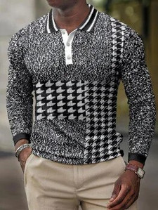 Muške košulje s 3D vintage printom Društvena majica dugih rukava Majice s V-izrezom Majice POLO majica Golf Polo Homem