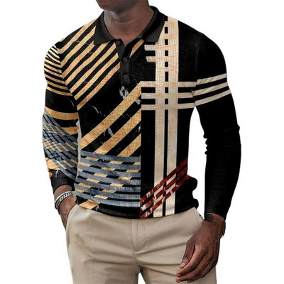 Muške košulje s 3D vintage printom Društvena majica dugih rukava Majice s V-izrezom Majice POLO majica Golf Polo Homem