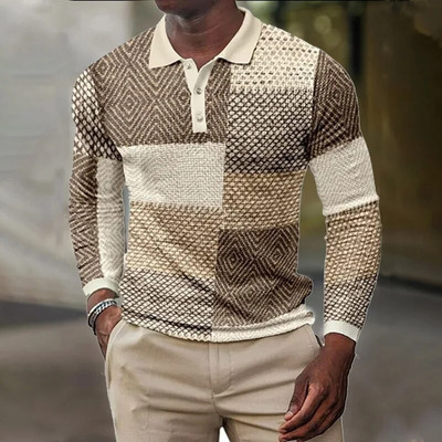 Muške košulje s 3D vintage printom Društvena majica dugih rukava Majice s V-izrezom Majice POLO majica Golf Polo Homem