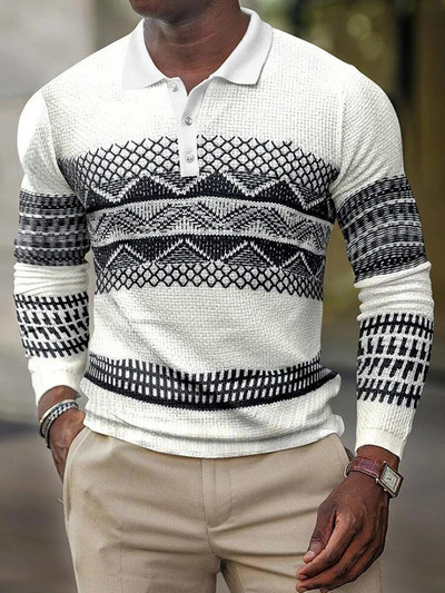 Muške košulje s 3D vintage printom Društvena majica dugih rukava Majice s V-izrezom Majice POLO majica Golf Polo Homem