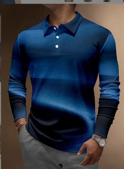 Muške košulje s 3D vintage printom Društvena majica dugih rukava Majice s V-izrezom Majice POLO majica Golf Polo Homem