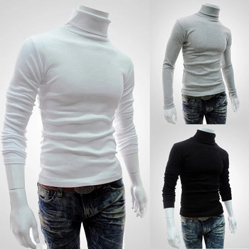 Ανδρικά μακρυμάνικα μπλουζάκια πουλόβερ με μακρυμάνικο ζιβάγκο Ζεστό ελαστικό άνετο πλεκτό πουλόβερ φθινόπωρο και χειμώνα