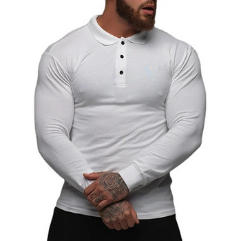 Νέα μόδα φθινοπωρινό αθλητικό μπλουζάκι πόλο ανδρικό στρετς βαμβακερό ένδυμα γυμναστικής Άνοιξη casual μακρυμάνικο πόλο ανδρικό αναπνεύσιμο μπλουζάκι
