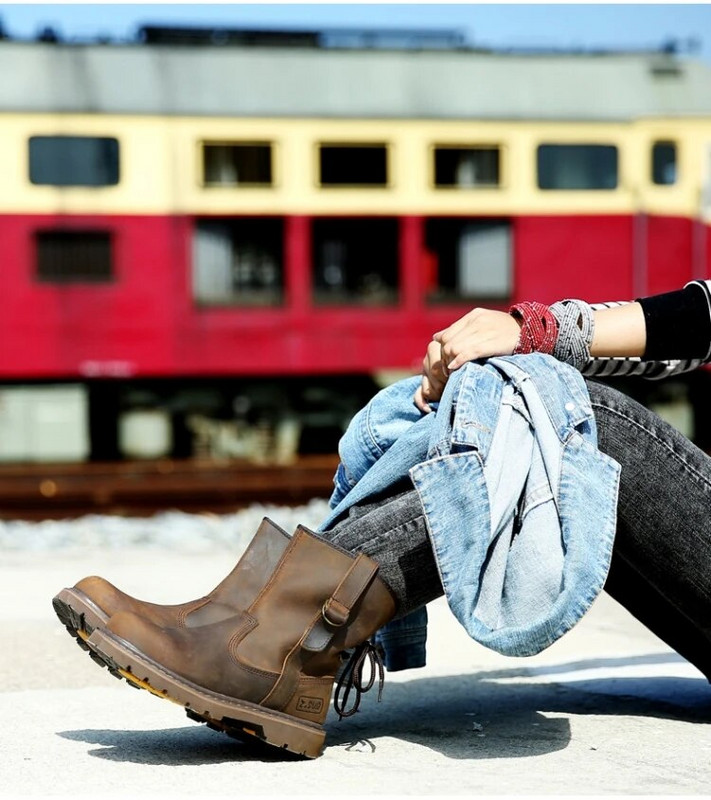 Meeste saapad Nahast Suures suuruses ratsasaapad Meeste Paelad Meeste Poolsaapad Brithsh Mootorrattasaapad Meestele Zapatos De Hombre