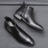 Muške Chelsea čizme, veličina 39-48, modne kožne čizme s patentnim zatvaračem, udobne gležnjače za muškarce #DX213