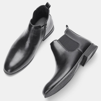 Ανδρικές μπότες Chelsea Μέγεθος 39-48 Fashion Δερμάτινες μπότες με φερμουάρ Άνετα μποτάκια για άνδρες #DX213