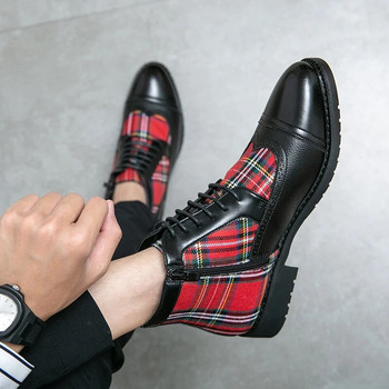 Φθινοπωρινό Χειμώνας Ανδρικές μπότες Chelsea με σπαστό δέρμα Ανδρικές μπότες με μποτάκια πολυτελείας Κλασικές κόκκινες μαύρες μπότες σχεδιαστών μόδας