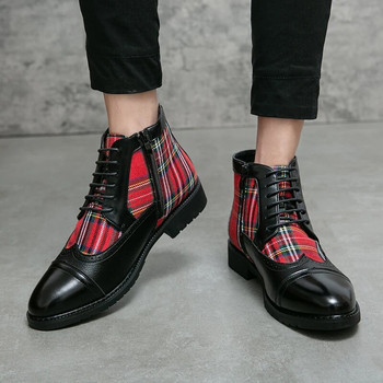 Φθινοπωρινό Χειμώνας Ανδρικές μπότες Chelsea με σπαστό δέρμα Ανδρικές μπότες με μποτάκια πολυτελείας Κλασικές κόκκινες μαύρες μπότες σχεδιαστών μόδας
