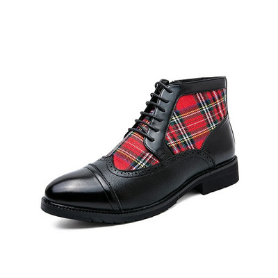 Rudens žiemos prekės ženklo vyriški „Chelsea“ batai, skeltos odos, vyriški užsegami batai Prabangūs mados dizainerio klasikiniai raudoni juodi batai