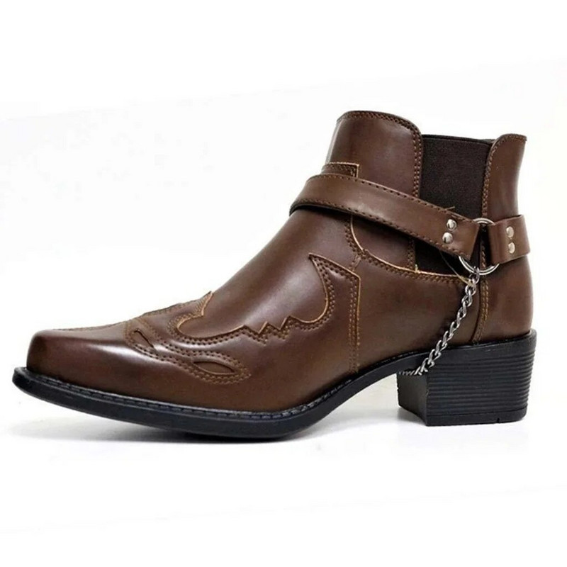 Uued meeste poolsaapad töö kauboi saapad Meeste isikupära vöö pannal paks konts terav pea suur suurus 38-48 EUR