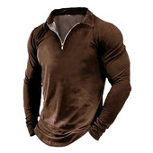 Μόδα ανδρικά μπλουζάκια πόλο με φερμουάρ με φερμουάρ Casual μακρυμάνικο μονόχρωμο Basic Slim Fit Sport Muscle T-shirt Tops Tees Ανδρικά ρούχα