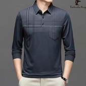 Kevad-sügis meeste triibuline äripolosärk Meeste allapoole suunatud kraega pikkade varrukatega pullover T-särgi topid