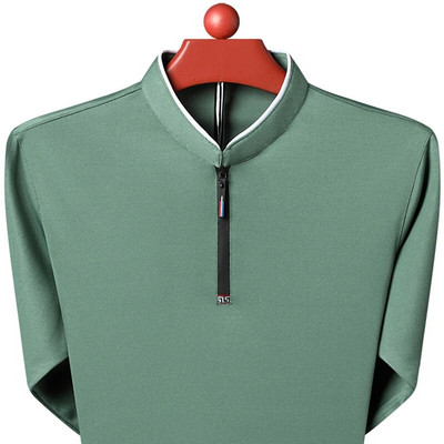 Jesenska i proljetna moda muške polo majice muške dugih rukava ležerne široke poslovne samostojeće kragne lagana prozračna majica