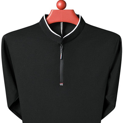 Jesenska i proljetna moda muške polo majice muške dugih rukava ležerne široke poslovne samostojeće kragne lagana prozračna majica