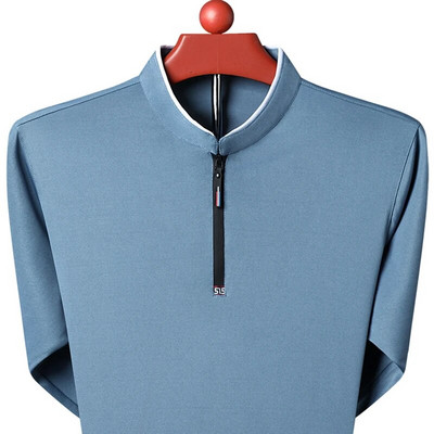 Jesenska i proljetna moda muške polo majice muške dugih rukava ležerne široke poslovne samostojeće kragne lagana prozračna majica