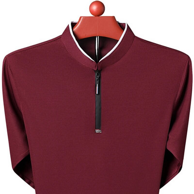 Jesenska i proljetna moda muške polo majice muške dugih rukava ležerne široke poslovne samostojeće kragne lagana prozračna majica