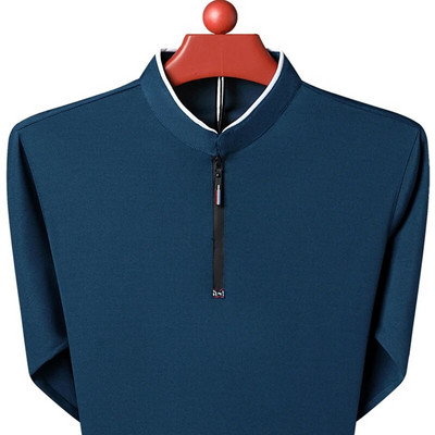 Jesenska i proljetna moda muške polo majice muške dugih rukava ležerne široke poslovne samostojeće kragne lagana prozračna majica