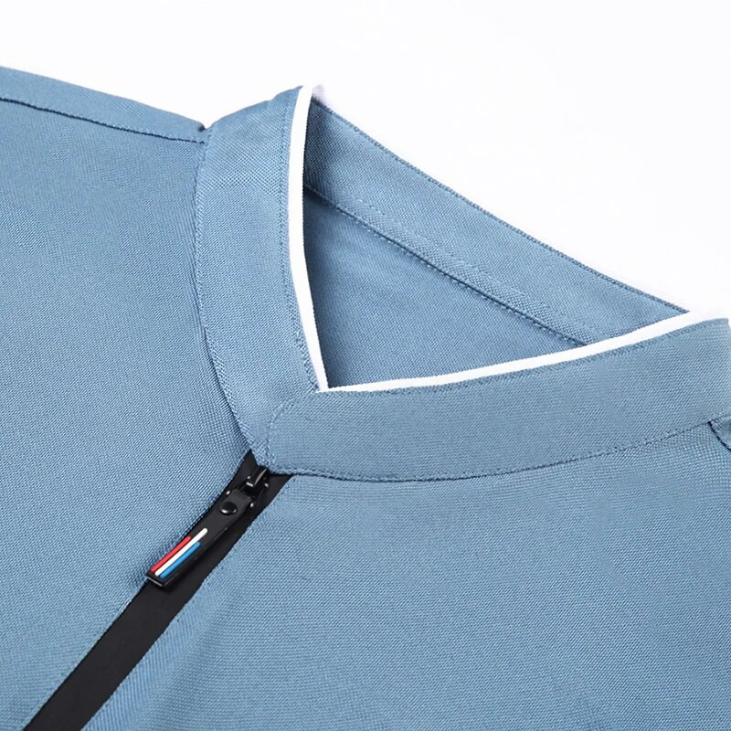 Jesenska i proljetna moda muške polo majice muške dugih rukava ležerne široke poslovne samostojeće kragne lagana prozračna majica