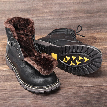 Μέγεθος 38-50 χειμερινές μπότες για άντρες Ζεστές άνετες μπότες χιονιού Full Grain ανδρικά χειμερινά παπούτσια #8815
