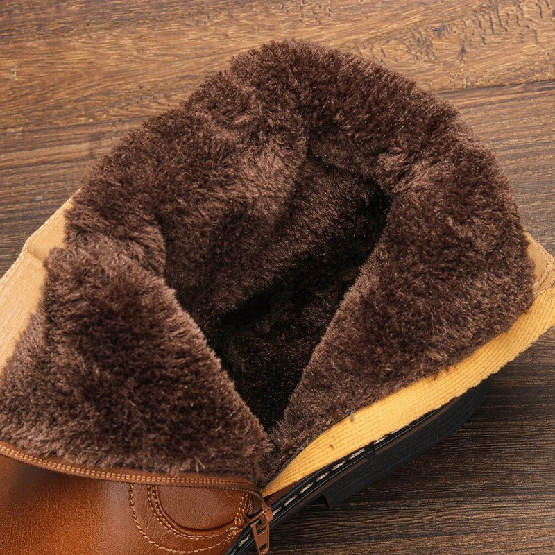 Ανδρικές χειμερινές μπότες 2023 με μέγεθος 40-45 με φερμουάρ, δερμάτινες μπότες αστραγάλου για άνδρες