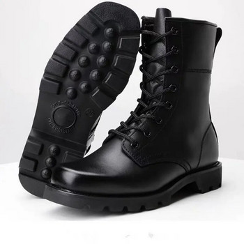 Модни мъжки ботуши с цип Военни армейски ботуши със специални сили за боен влак Външни обувки за пешеходен туризъм Топли вълнени зимни обувки за сняг