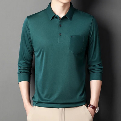 Kevadine ja sügisene meeste pullover, polonööbiga ühevärviline POLO särk, pikkade varrukatega T-särk Mood vabaaja pidulikud topid