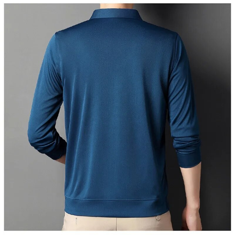 Kevadine ja sügisene meeste pullover, polonööbiga ühevärviline POLO särk, pikkade varrukatega T-särk Mood vabaaja pidulikud topid