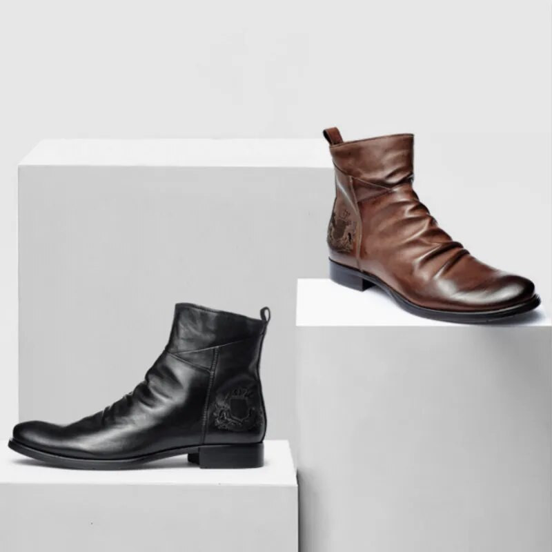 Meeste nahksaapad Uued retro kõrge tõmblukuga PU-nahast kingad sügisesed poolsaapad Meeste Chelsea papud, suurus 48